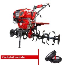 Motocultor H155E cu angrenaj fonta 173 kg 15 CP benzina 2+1 viteze cu roti cauciuc ENERGO