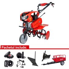 MOTOSAPA 7CP H85 + ROTI CAUCIUC + PACHET 3 ACCESORII + PRASITOARE + REMORCA 400 KG ENERGO