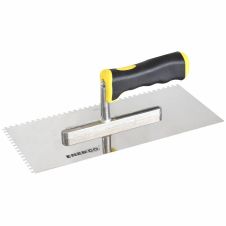 Gletiera zimtata ULC lama inox 280x130mm grosime 0.7mm dantura 6x6mm cu maner bimaterial ENERGO