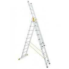 Scara 3 tronsoane culisante universala 3x14 trepte Lmax-10.06m Lmin-4.11m H forma A-6.96m din aluminiu ENERGO