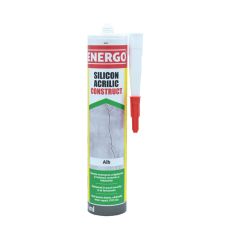 Silicon etansant CONSTRUCT acrilic alb pentru beton caramida piatra lemn cartus 280ml ENERGO