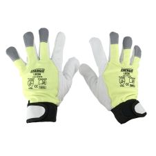 Manusi protectie iarna LEON marimea 10 piele capra palma si degete fluorescent galben manseta velcro EN388-3143XX ENERGO