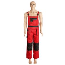 Pantalon cu pieptar GALAXY rosu/negru material-bumbac/poliester ENERGO