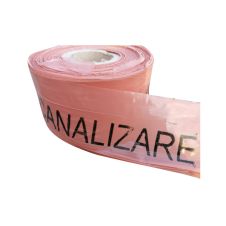 Banda avertizare PIPE ALERT neadeziva polietilena maro latime 100mm L-250m cu fir inox pentru avertizare conducte canalizare ENERGO