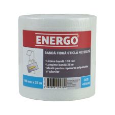 Banda adeziva din fibra de sticla FIBER FIX latime 100mm L-25m 48g/mp netesuta pentru armare/imbinare gips carton ENERGO