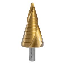 Burghiu in trepte BMT conic diametru 6.5-40.5mm L-96mm 2 muchii HSS-TiN prindere tesita ENERGO