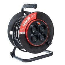 Derulator DP40 cu tambur din plastic cablu H07RN-F sectiune 2.5mmp/3 fire L-50m 4 prize Schuko 16A grad IP20 230V ENERGO