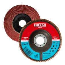 Disc abraziv lamelar DLE INTENSIV 125x22.23mm granulatie R 40 ceramic corund suport fibra pentru inox/metal ENERGO