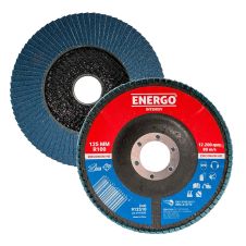 Disc abraziv lamelar DLE INTENSIV 125x22.23mm granulatie R 100 zirconiu corund suport fibra pentru inox/metal ENERGO