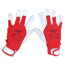 Manusi protectie LIMA marimea 10 bumbac/piele capra palma si varf degete manseta velcro EN388-2111XX ENERGO