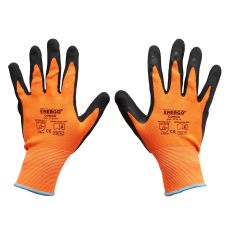 Manusi protectie CONGO marimea 10 poliester impregnate spuma latex palma si varf degete fluorescent portocaliu EN388-2131X ENERGO
