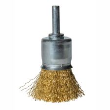 Perie sarma tip pensula INTENSIV D-25mm cu sectiune fir 0.3mm g-30mm despletit din otel alamit prindere cu tija d-6mm ENERGO