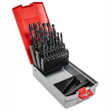 Set burghie metal SBM diametre 1-13mm DIN 338 material HSS-R prindere cilindrica 25 piese cutie plastic ENERGO