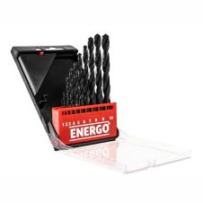 Set burghie metal SBM diametre 1-10mm DIN 338 material HSS-R prindere cilindrica 10 piese cutie plastic ENERGO