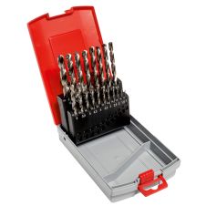 Set burghie metal SBM diametre 1-10mm DIN 338 material HSS-G prindere cilindrica 19 piese cutie plastic ENERGO