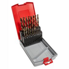 Set burghie metal SBM diametre 1-10mm DIN 338 material HSSE-Co5 prindere cilindrica 19 piese cutie plastic ENERGO