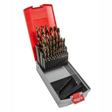 Set burghie metal SBM diametre 1-13mm DIN 338 material HSSE-Co5 prindere cilindrica 25 piese cutie plastic ENERGO